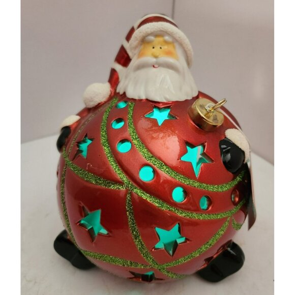 Home Reflections Ceramic Luminary Santa Ornament w/ Colorful Lights or Candle - Picture 9 of 16